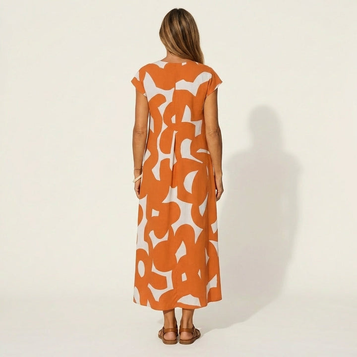 Janica | Abstract Print Maxi Dress