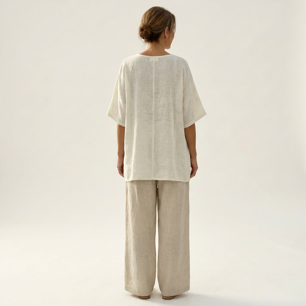 Blossom | Ivory Top & Natural Wide-Leg Set