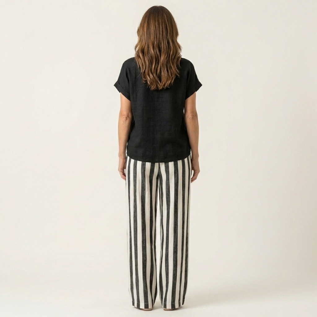 Heather | Top & Stripe Wide-Leg Set