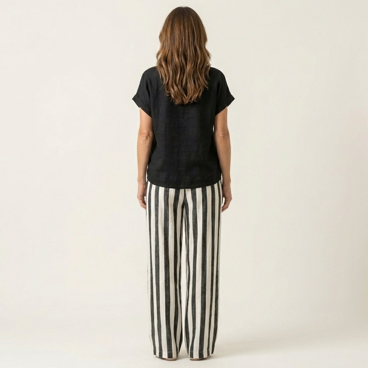 Heather | Top & Stripe Wide-Leg Set