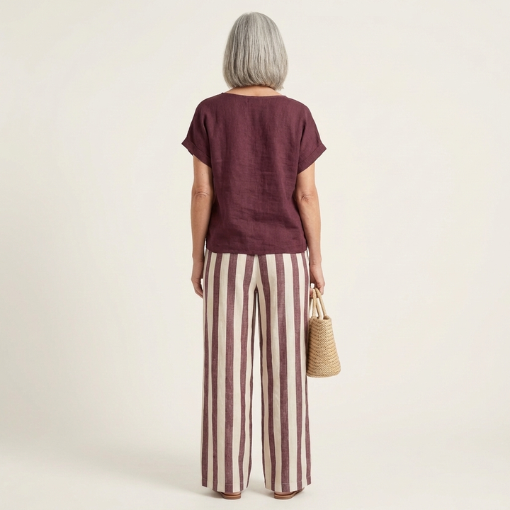 Heather | Top & Stripe Wide-Leg Set