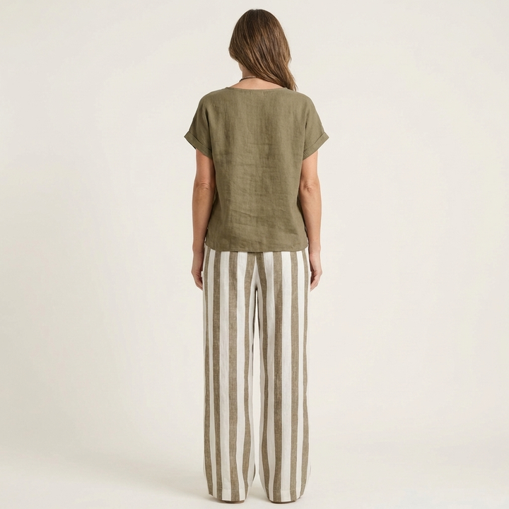 Heather | Top & Stripe Wide-Leg Set