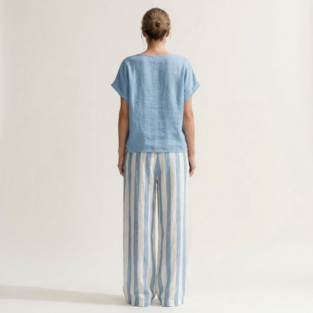 Heather | Top & Stripe Wide-Leg Set