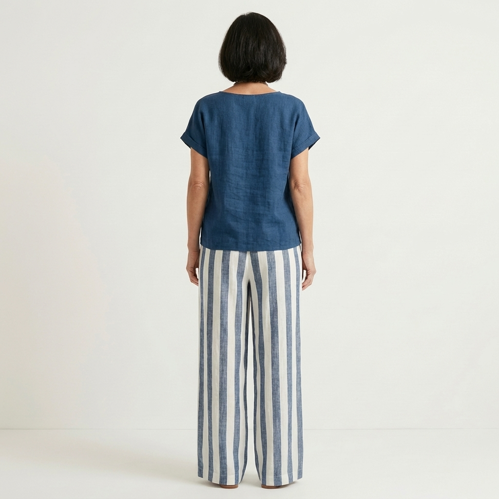 Heather | Top & Stripe Wide-Leg Set