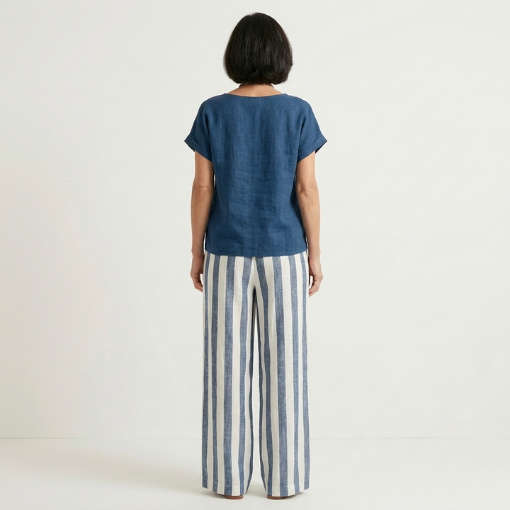 Heather | Top & Stripe Wide-Leg Set