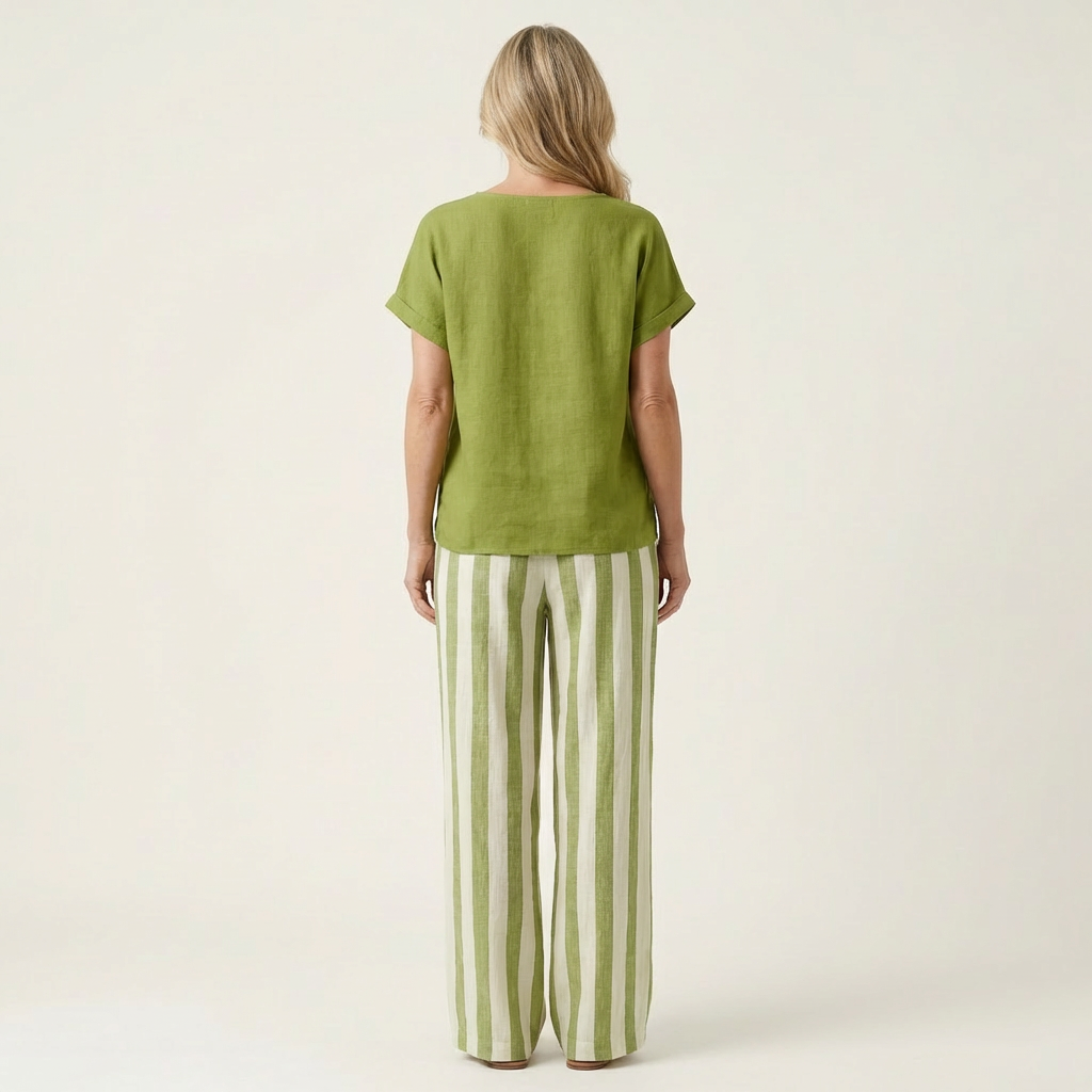 Heather | Top & Stripe Wide-Leg Set