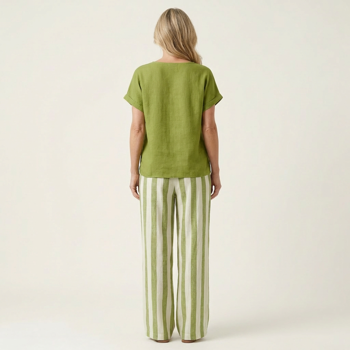 Heather | Top & Stripe Wide-Leg Set