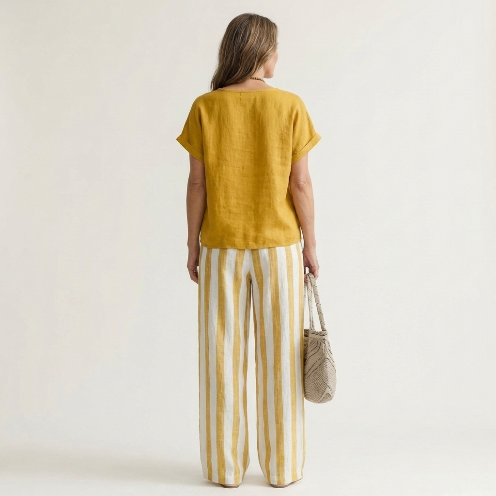 Heather | Top & Stripe Wide-Leg Set