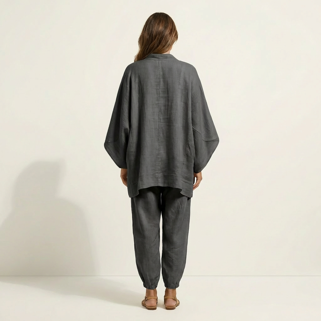 Katy | V-Neck Batwing Top & Tapered Wide-Leg Pant Set