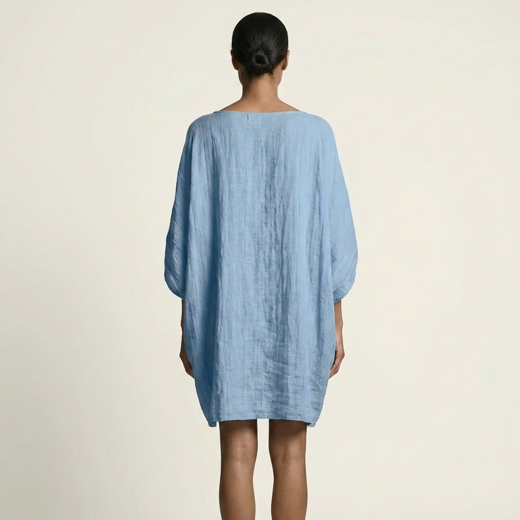 Glorielle | Relaxed Mini Dress with Batwing Sleeves and Side Pockets
