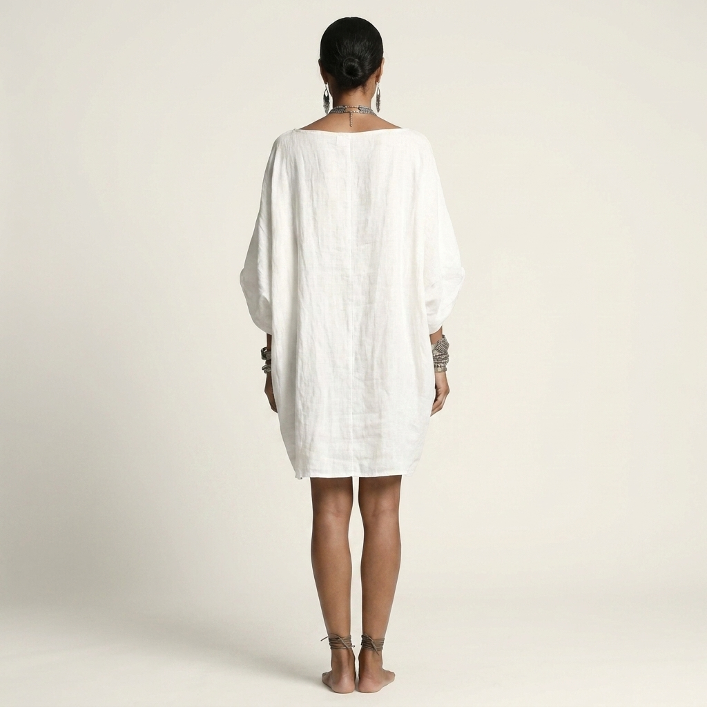 Glorielle | Relaxed Mini Dress with Batwing Sleeves and Side Pockets
