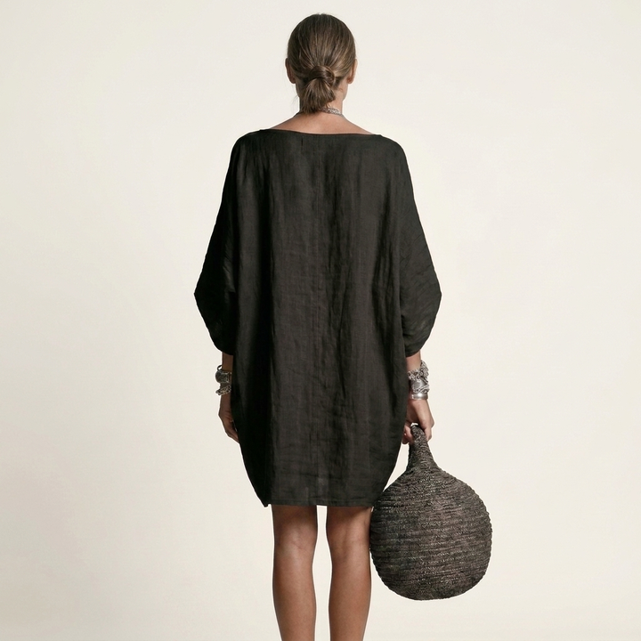 Glorielle | Relaxed Mini Dress with Batwing Sleeves and Side Pockets
