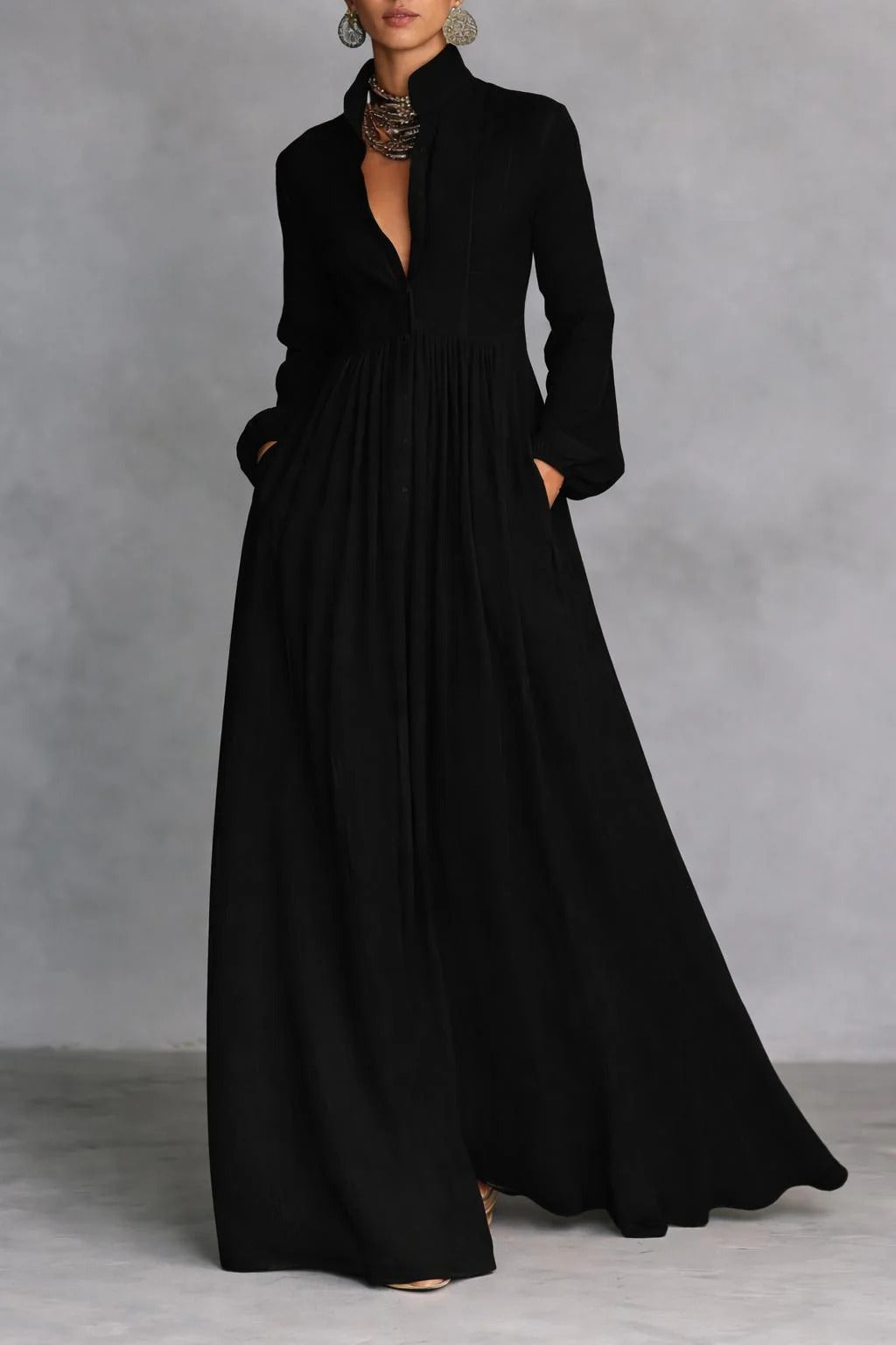 Elise | Flowing Button-Front Maxi Dress