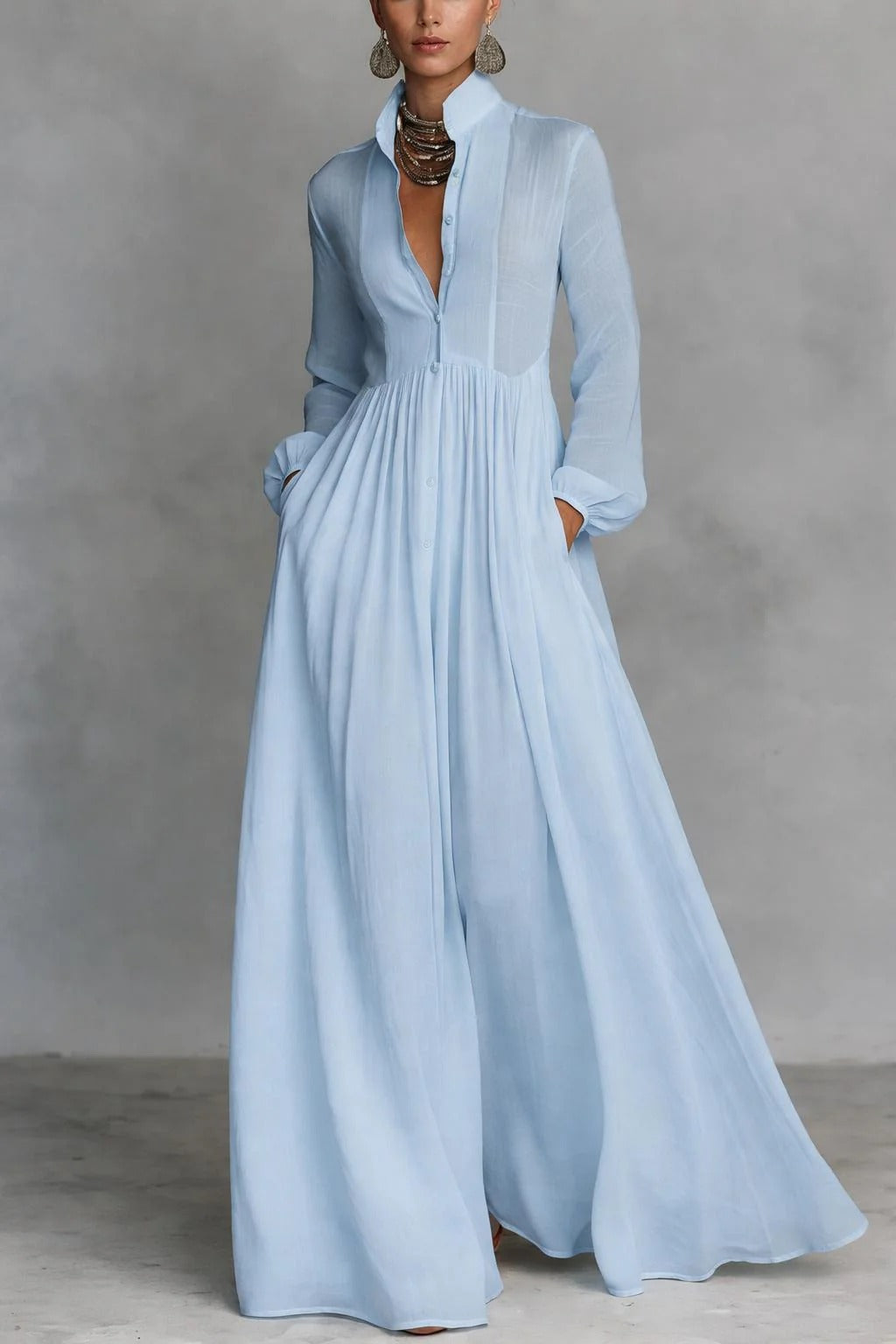Margaret | Flowing Button-Front Maxi Dress