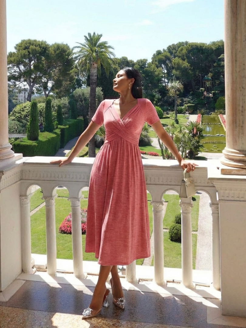 Marina | Short Sleeve V Neck Maxi Dress
