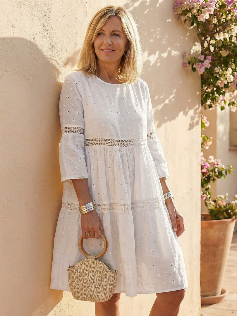Maristelle | Embroidered Cotton Midi Dress